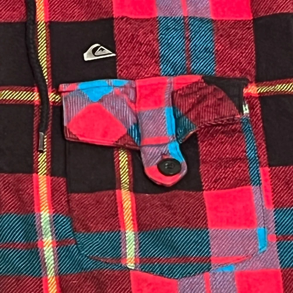 Quicksilver Men L Colorful Plaid Full Zip Quilted Polyester Filled Jacket - Picture 7 of 9